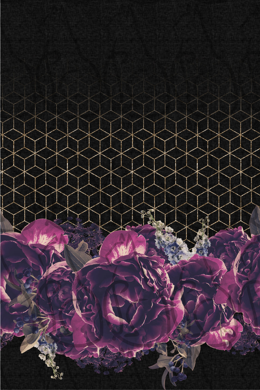 RETAIL 23 - Purple on Black Floral Border Print - All Bases