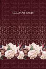 Load image into Gallery viewer, RETAIL 23 - Burgandy Floral Border Print SMALLER SCALE - All Bases