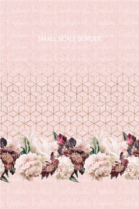 RETAIL 23- Dusty Rose Floral Border Print SMALLER SCALE - All Bases