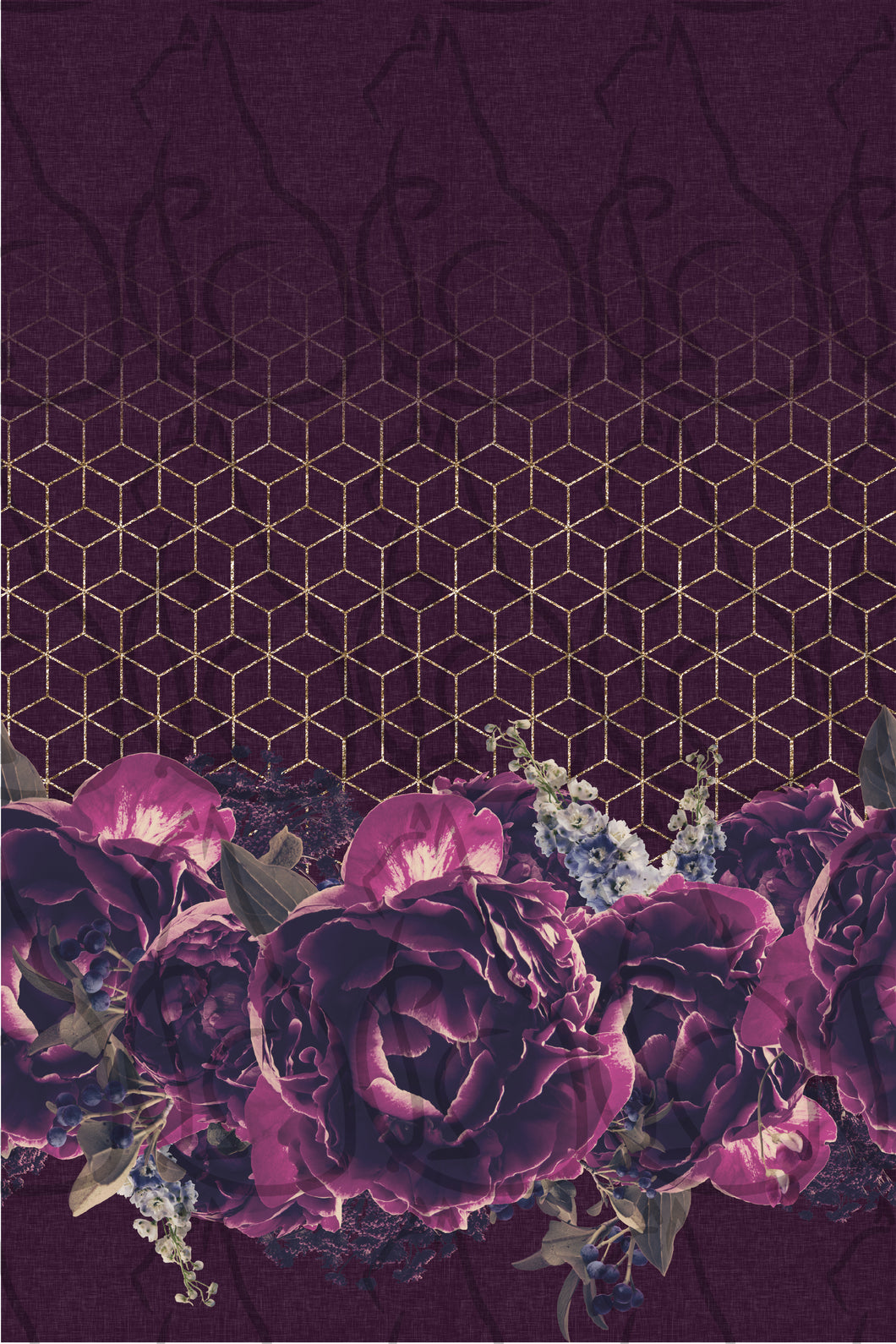 RETAIL- Purple on Purple Floral Border Print SMALL- All Bases